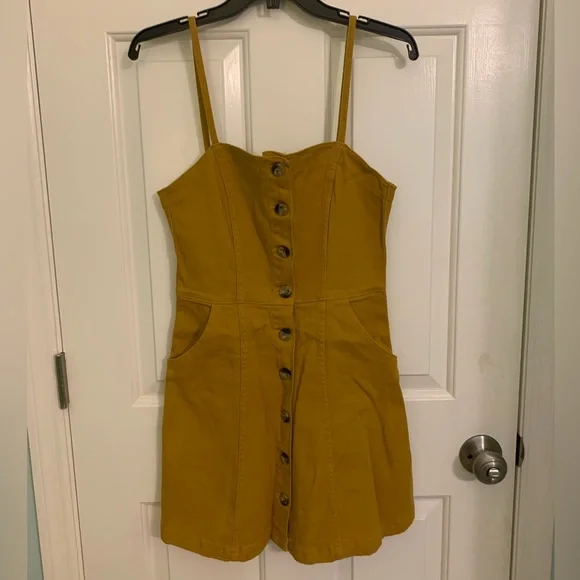 H&M | Dresses | Hm Gold Button Up Dress | Poshmark